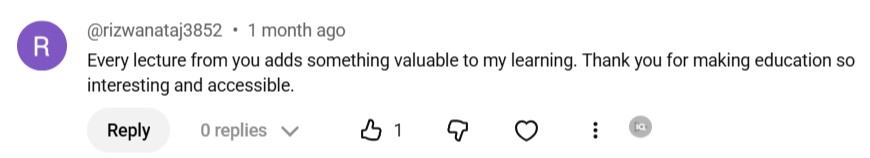 Student feedback screenshot